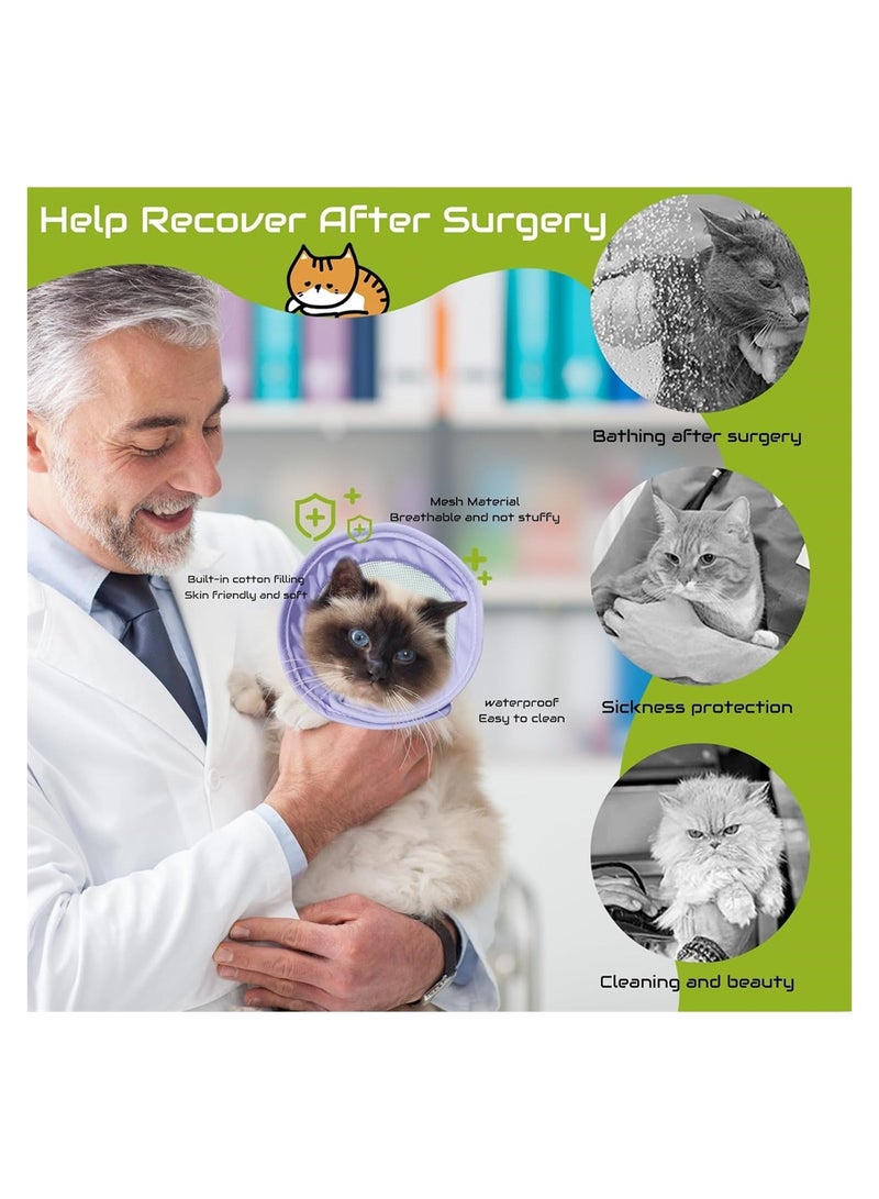 Adjustable Cat Recovery Collar After Surgery Breathable Cat Cones to Stop Licking L - Image 2